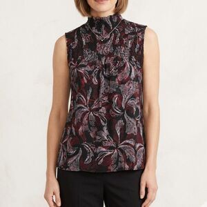 Alfani Smocked High-Neck Floral Blouse Size XS Sophisticated Chic